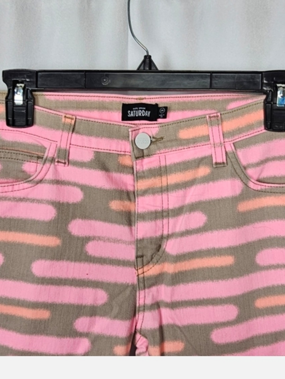 Kate Spade Saturday Jean Pink & Gray Spray Paint Abstract Design, Size 28 Skinny - Picture 3 of 9